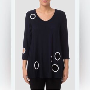 Black Swing Top with White Circle Accents - See Thru Cut Out Circles - 4